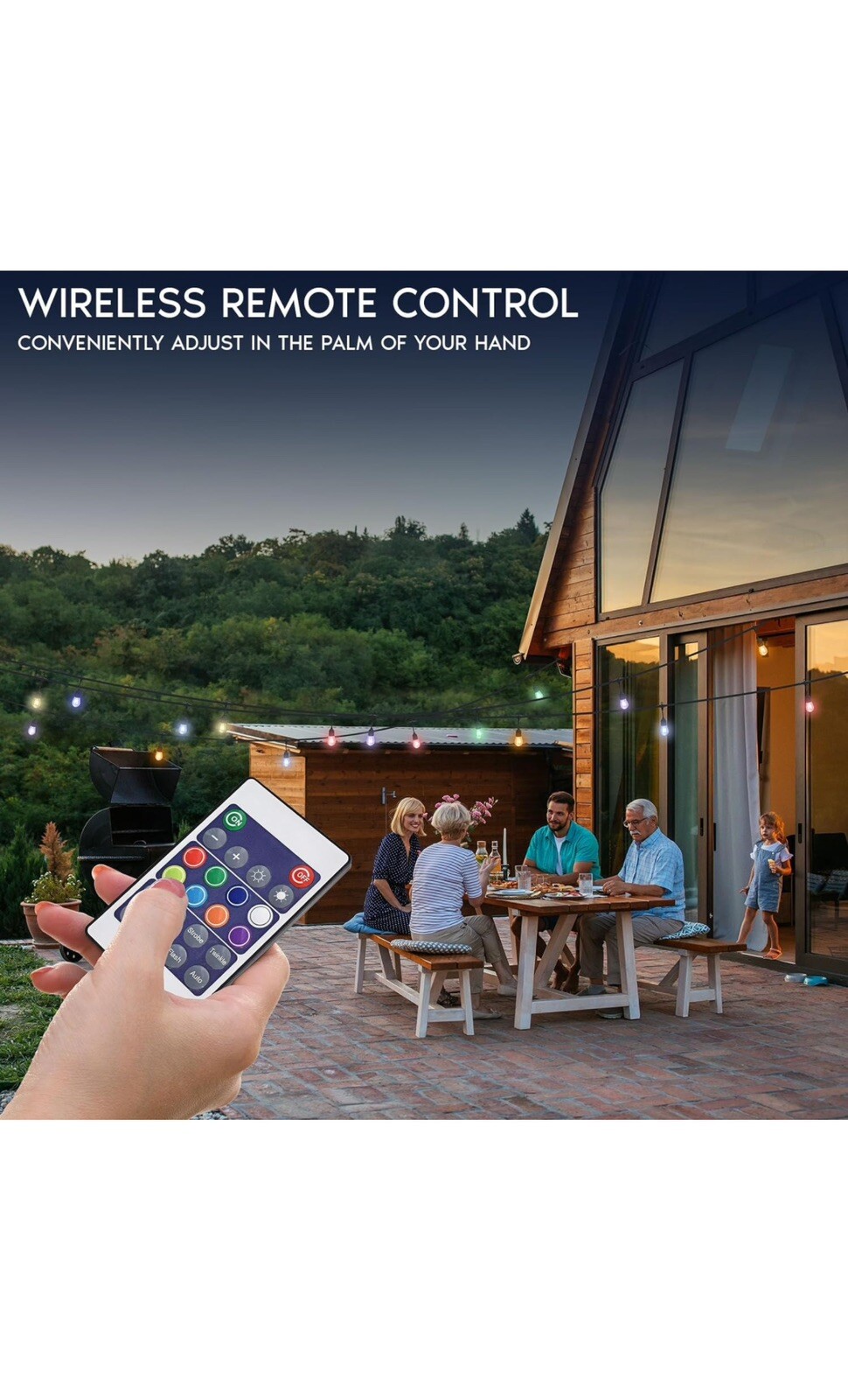 Luxrite 24FT LED RGBW Outdoor String Lights Remote Control Commercial Grade gallery
