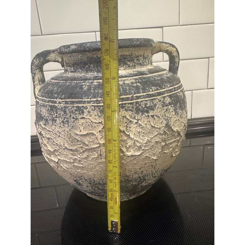 Rustic Distressed Terracotta Amphora Vase Double Handle Textured Aged Pottery gallery