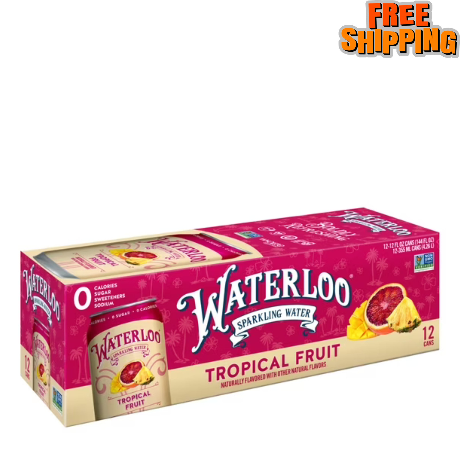Waterloo Sparkling Water, Tropical Fruit Naturally Flavored, 12 Fl Oz Cans- gallery