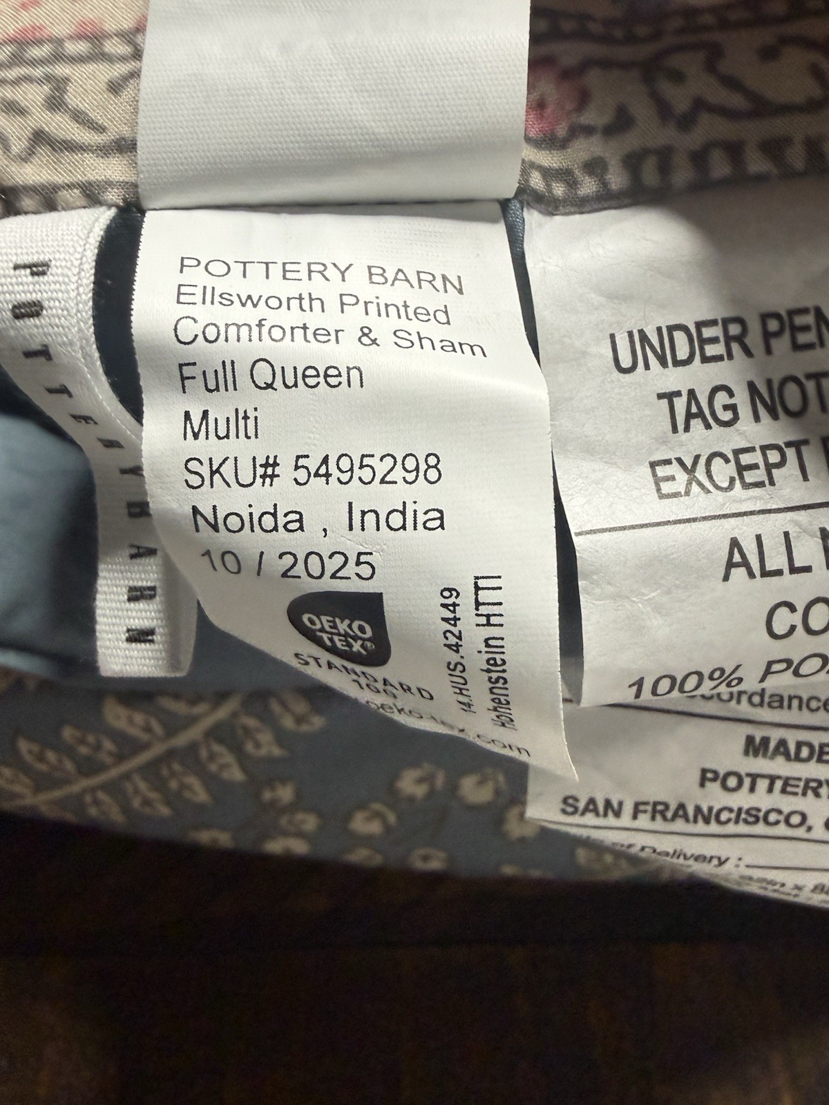 Pottery Barn Ellsworth Printed Comforter Full/Queen w 1 Standard Sham New! Read gallery