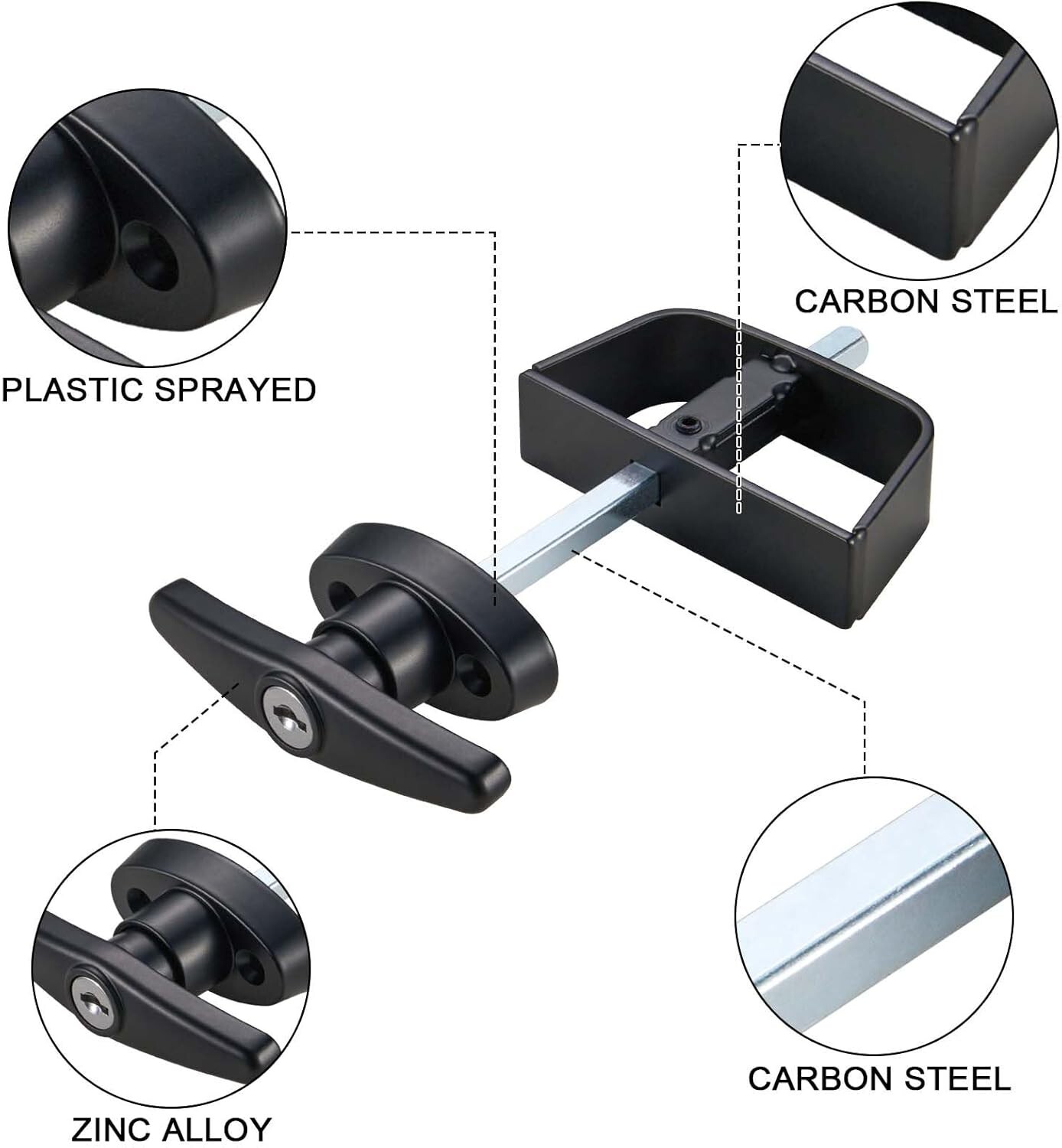 Shed Door T-Handle Lock Kit Replacement w/ 4 Keys & Tools fit Gate, Barn, Garage gallery