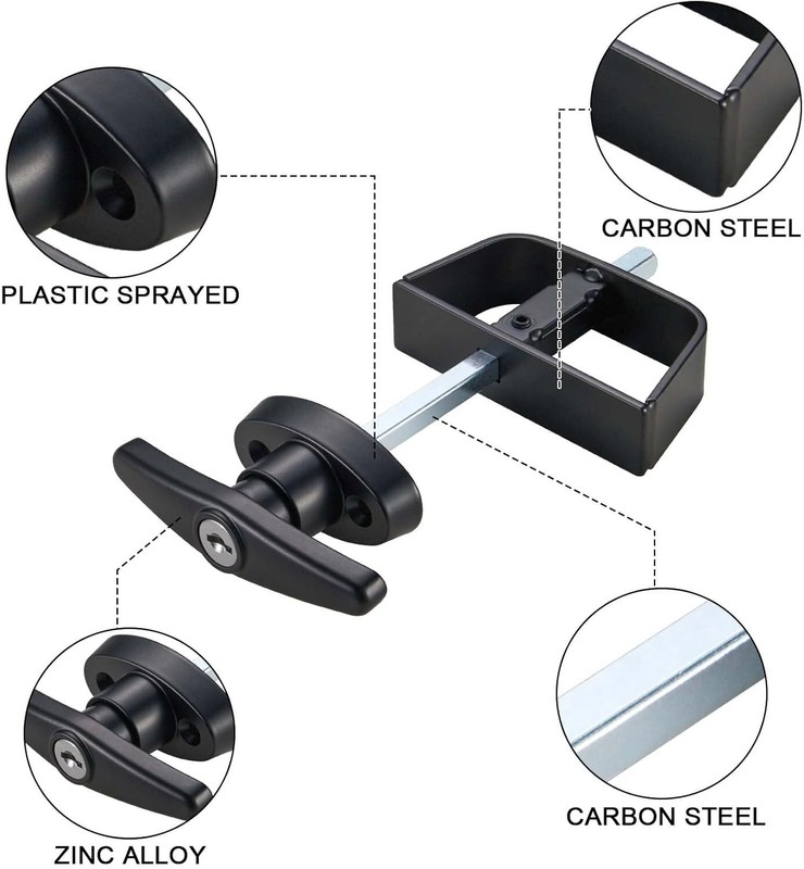 Shed Door T-Handle Lock Kit Replacement w/ 4 Keys & Tools fit Gate, Barn, Garage gallery