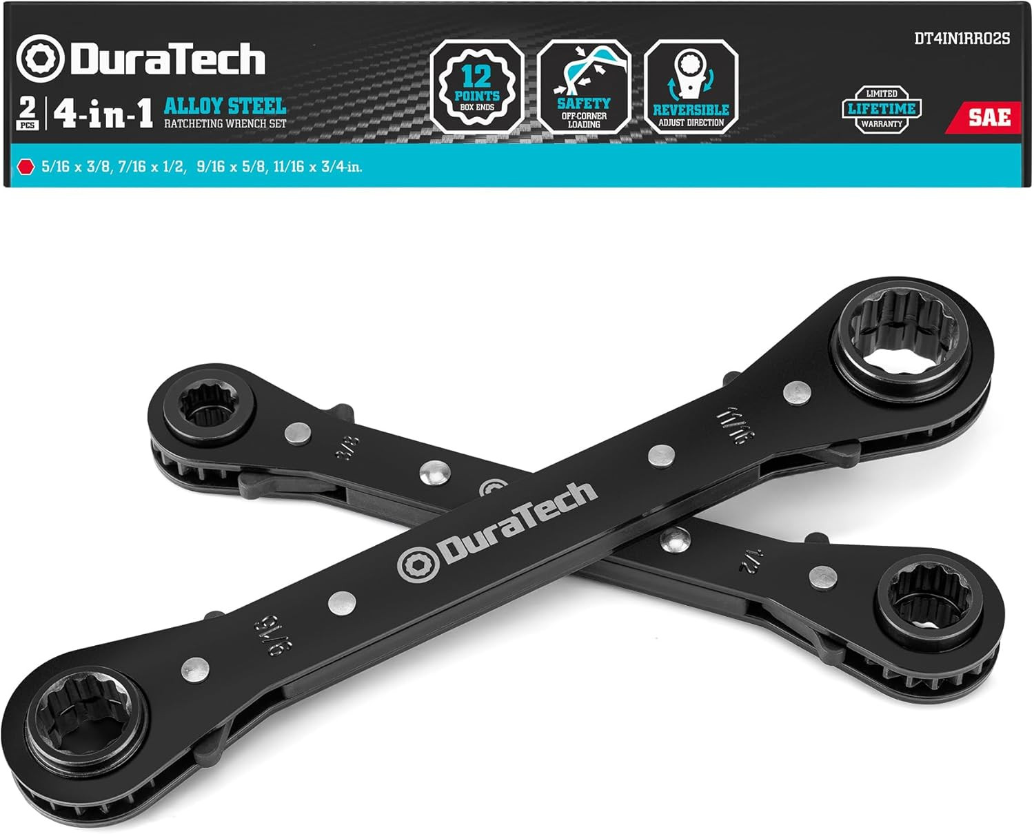 4-In-1 Reversible Ratcheting Wrench Set, Double Box End Wrench Set, 2-Piece, 5/1 gallery