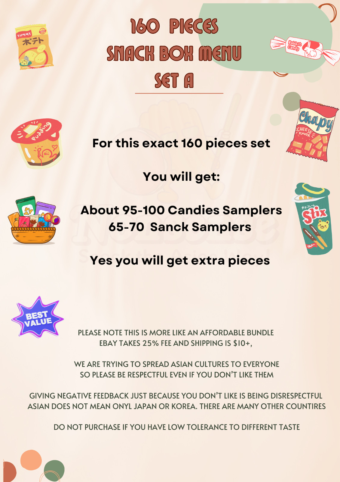 160 Piece Asian Snack & Candy Box Japanese Korean Chinese, Asian Treats Fun Box gallery