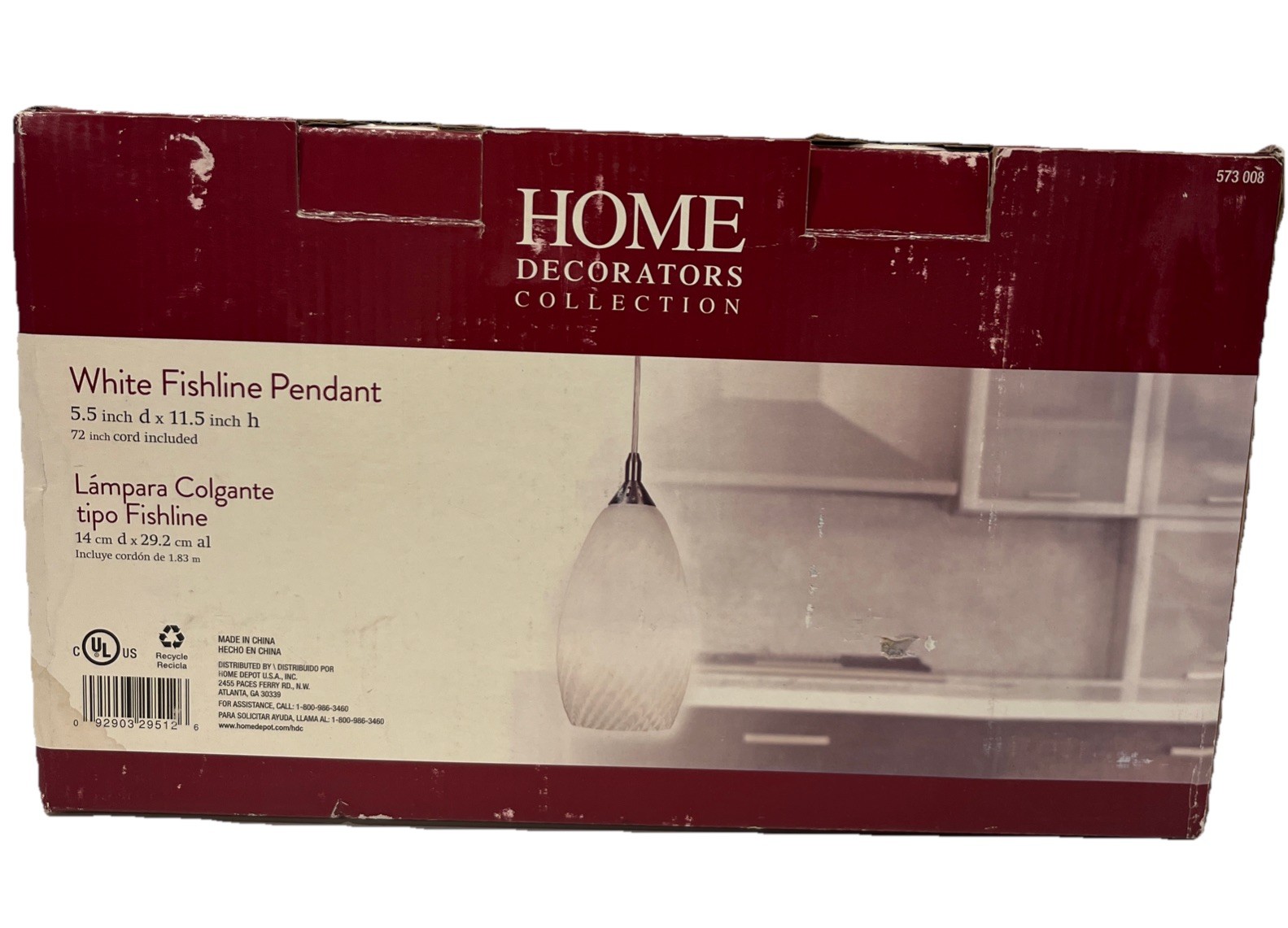 Home Decorators Collection 1-Light White Swirl Pendant Hanging Ceiling Lighting gallery
