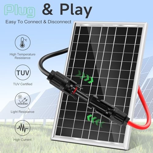 Solar Panel Extension Cable 3.3Ft, 10AWG Waterproof & Tinning Male to 3.3FT gallery