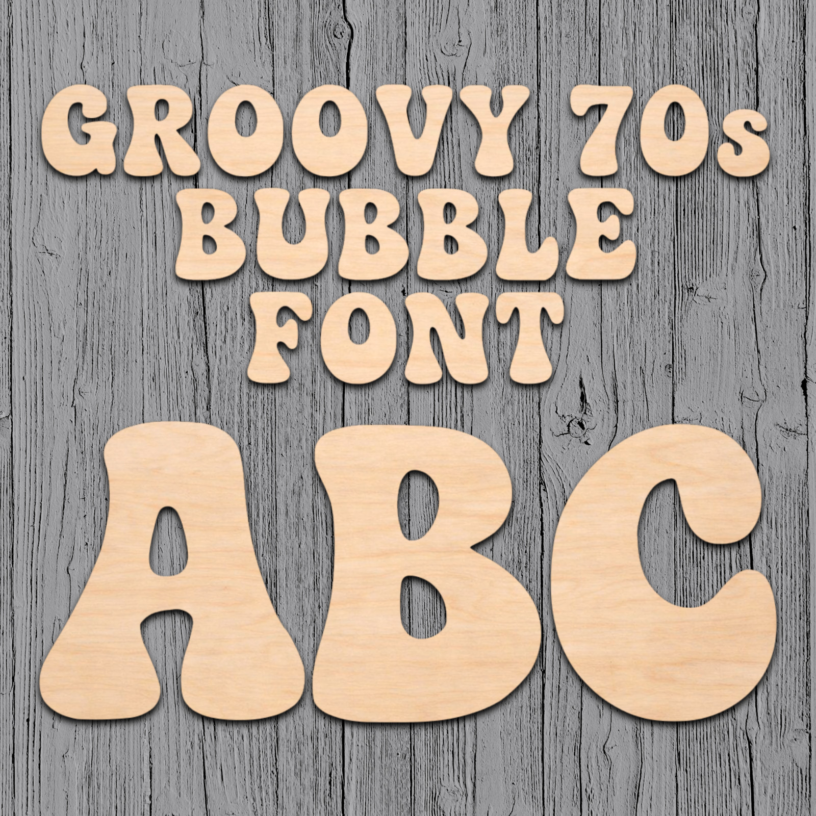 Groovy 70s Bubble Wood Letters Numbers Cutout Unfinished Laser Cut 3mm Craft 14" gallery