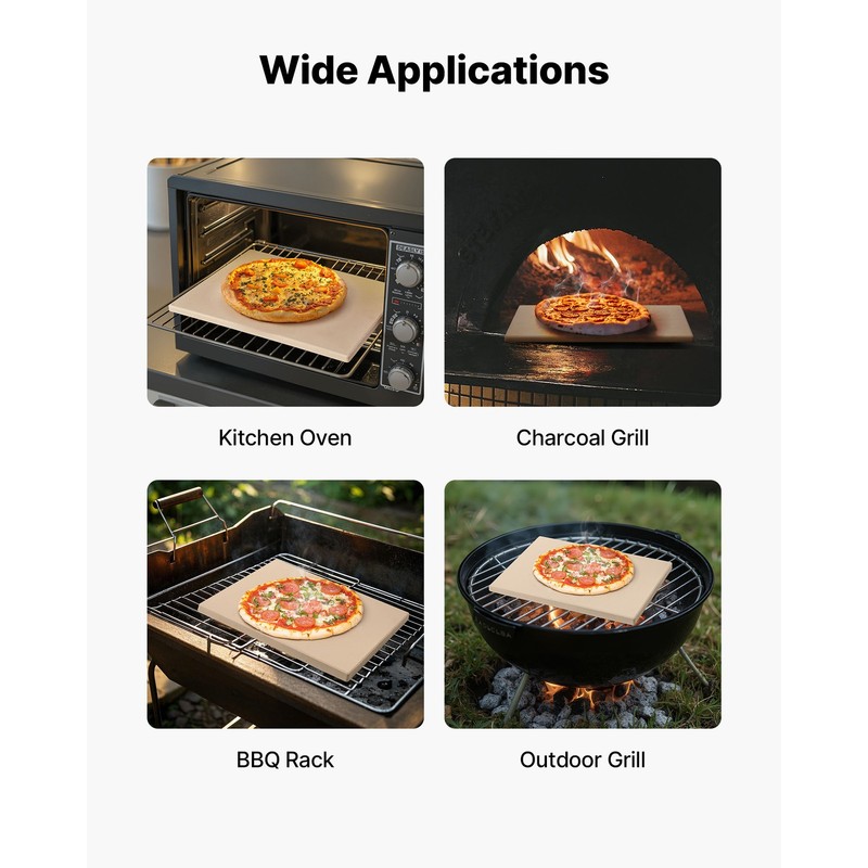 Uimoso Rectangular Pizza Baking Stone 20 x 14 in for Oven and Grill Use gallery
