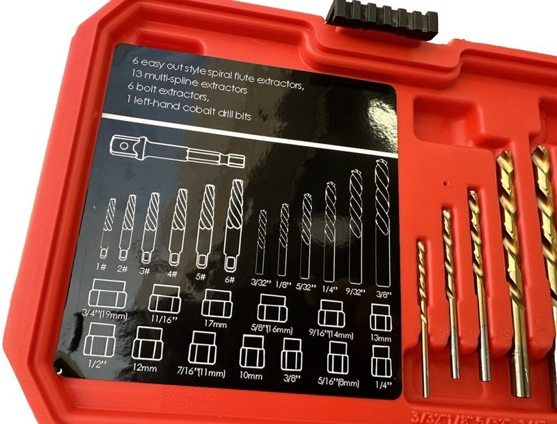 26pc Screws Bolt Extractor Set W/Reverse Drill Bit Kit Lug Nut Extraction EZ Out gallery