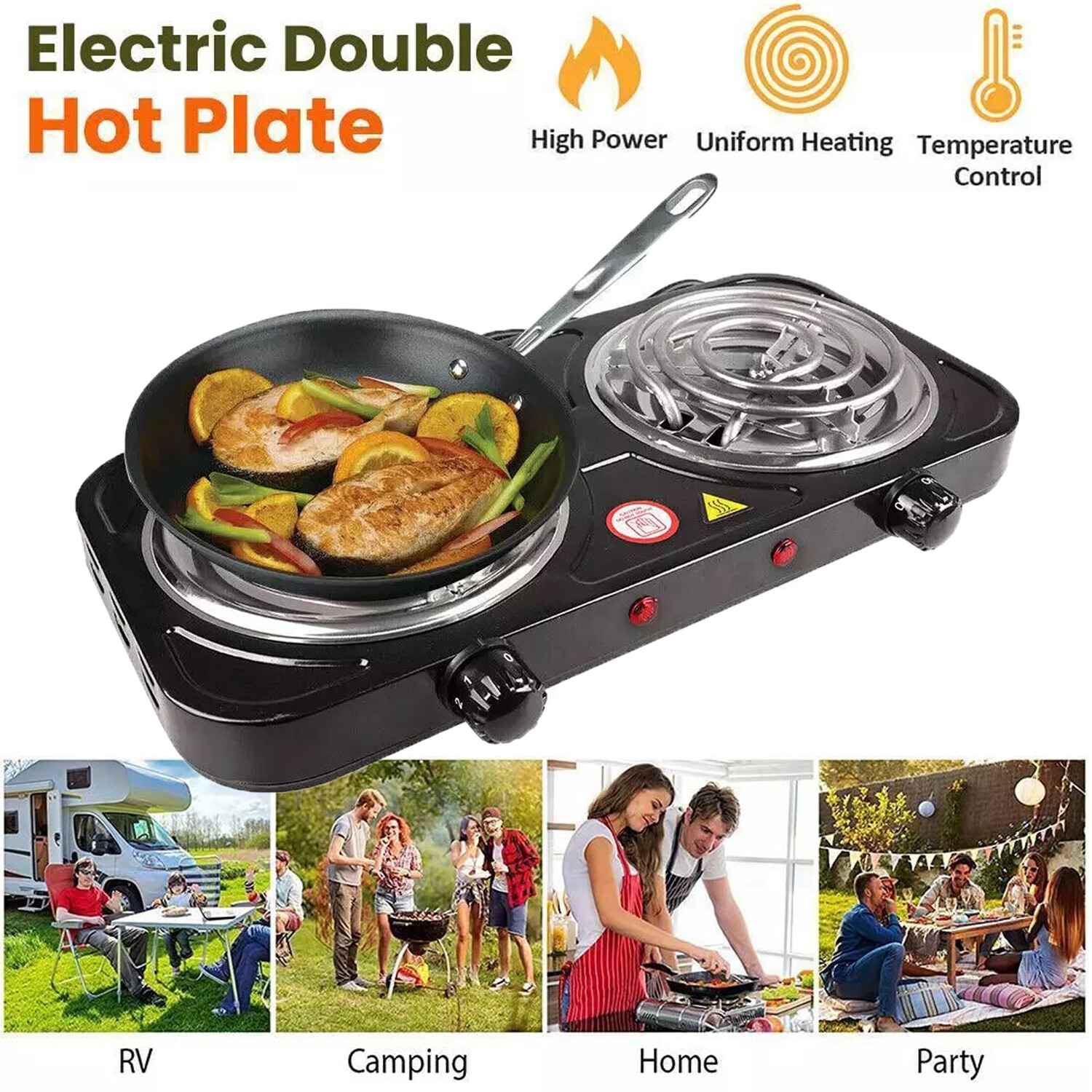 2000W Portable Kitchen Electric Double Burner Hot Plate Cooktop Cooking Stove gallery