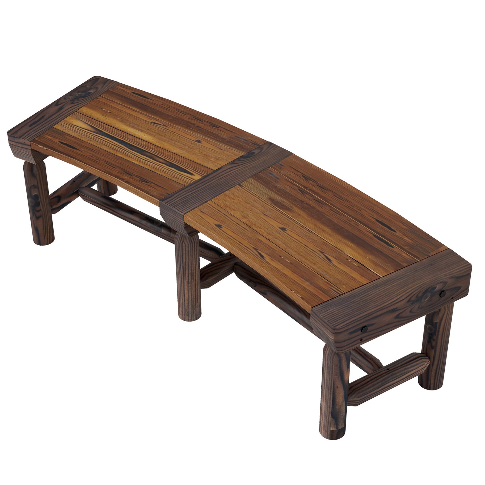 Round Outdoor Tree Bench Fir Wood Wrap Around Patio Garden Bench Seat Brown gallery