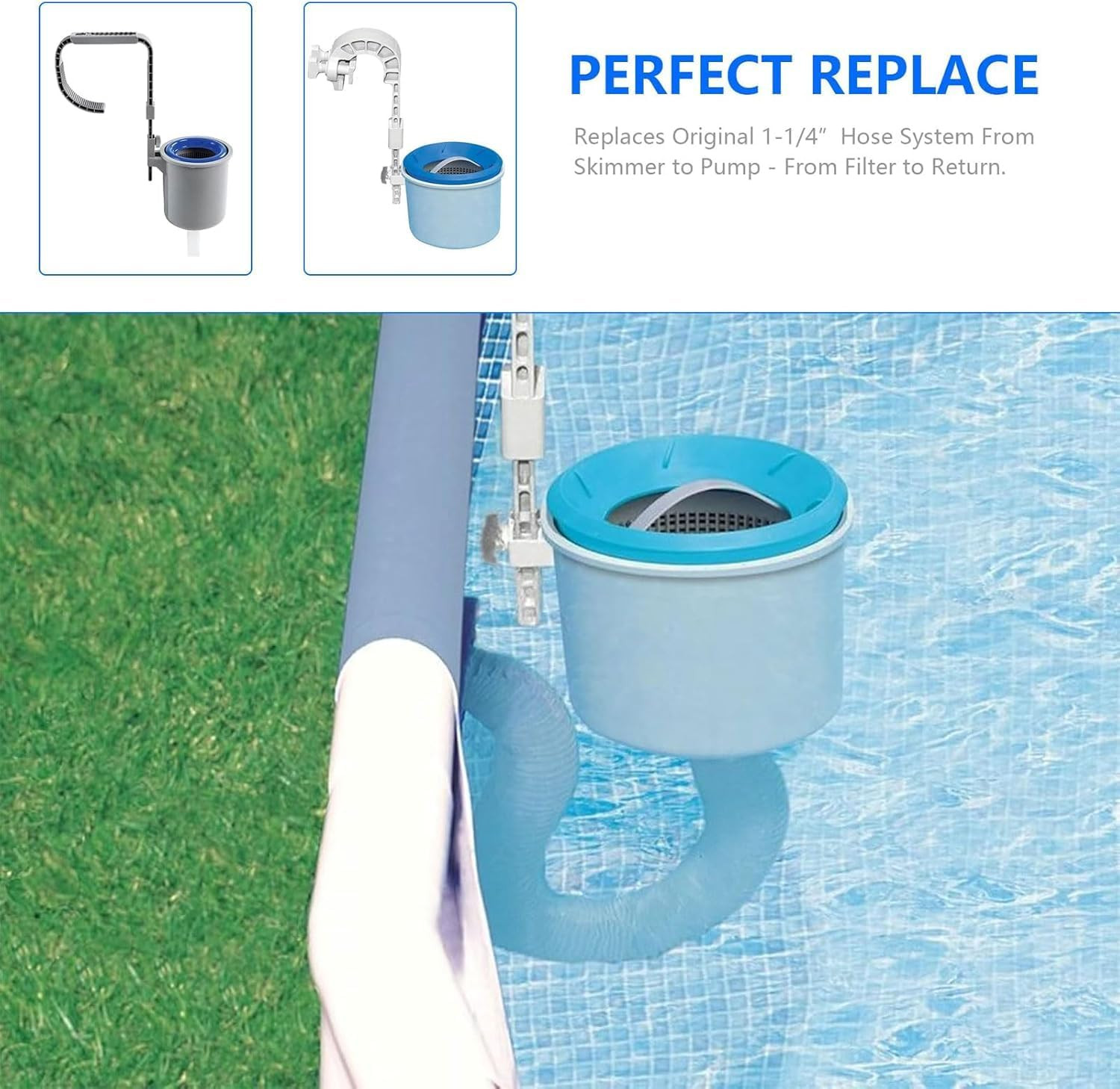 1-1/4 Inch X 3Ft Replacement Pool Hose for Summer Waves Pool Skimmer, Pool Pump, gallery