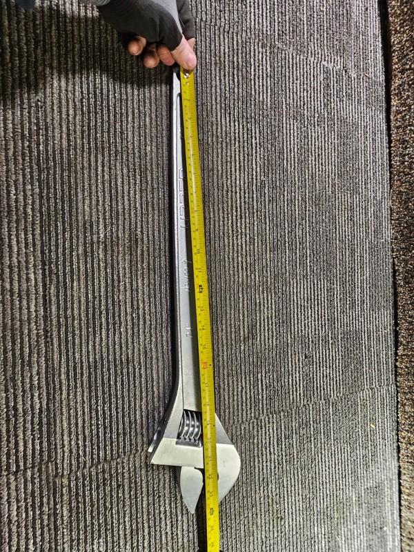 Urrea 724 Chrome Adjustable Wrench 24" x 2-35/64", Chrome-nickel finish gallery