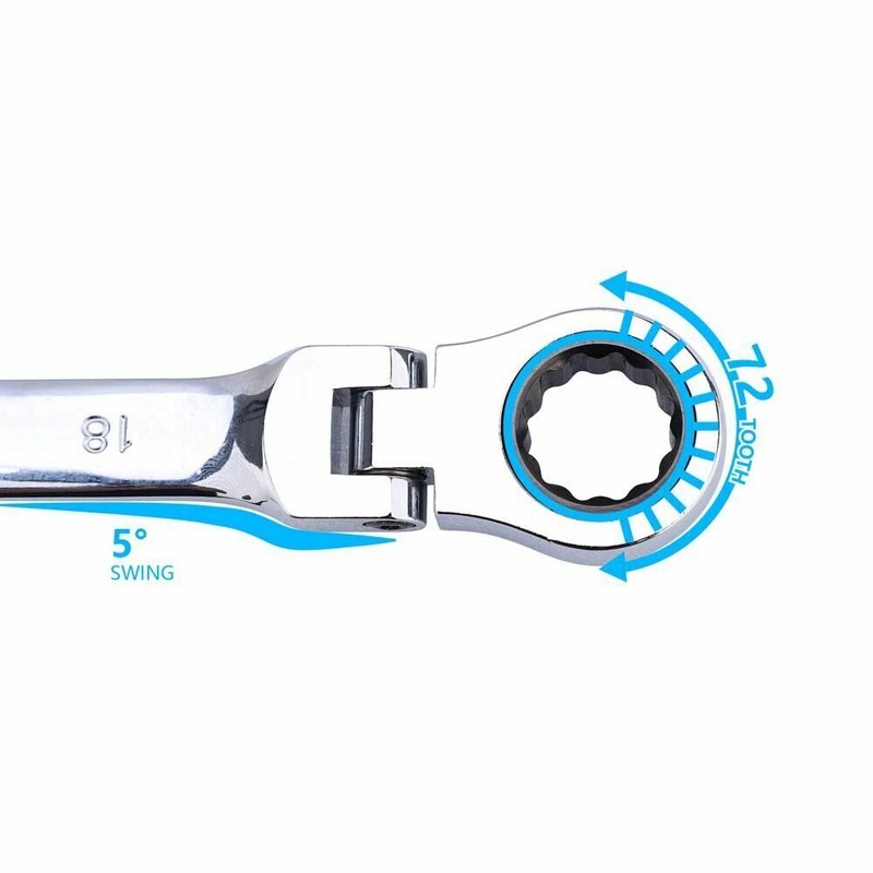 6pcs Extra Long Ratcheting Wrenches Spanner Set Double Box End Flex-Head Metric gallery