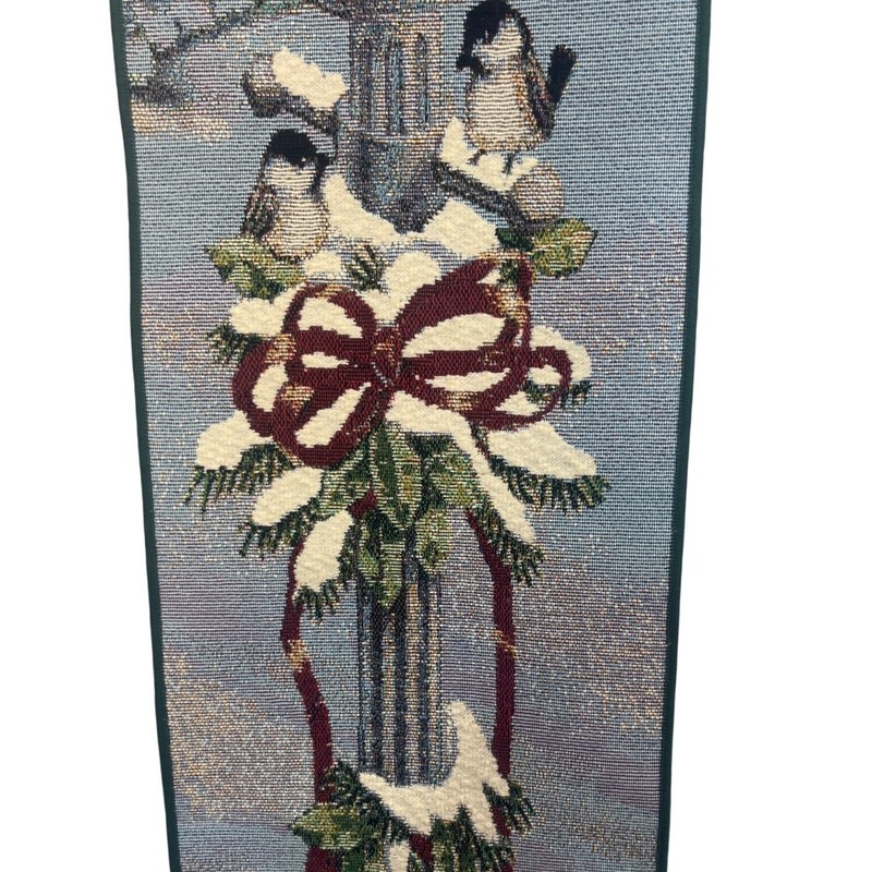 Christmas Birds Bell Pull Wall Hanging 9x41 Inches Tassel Made In USA gallery