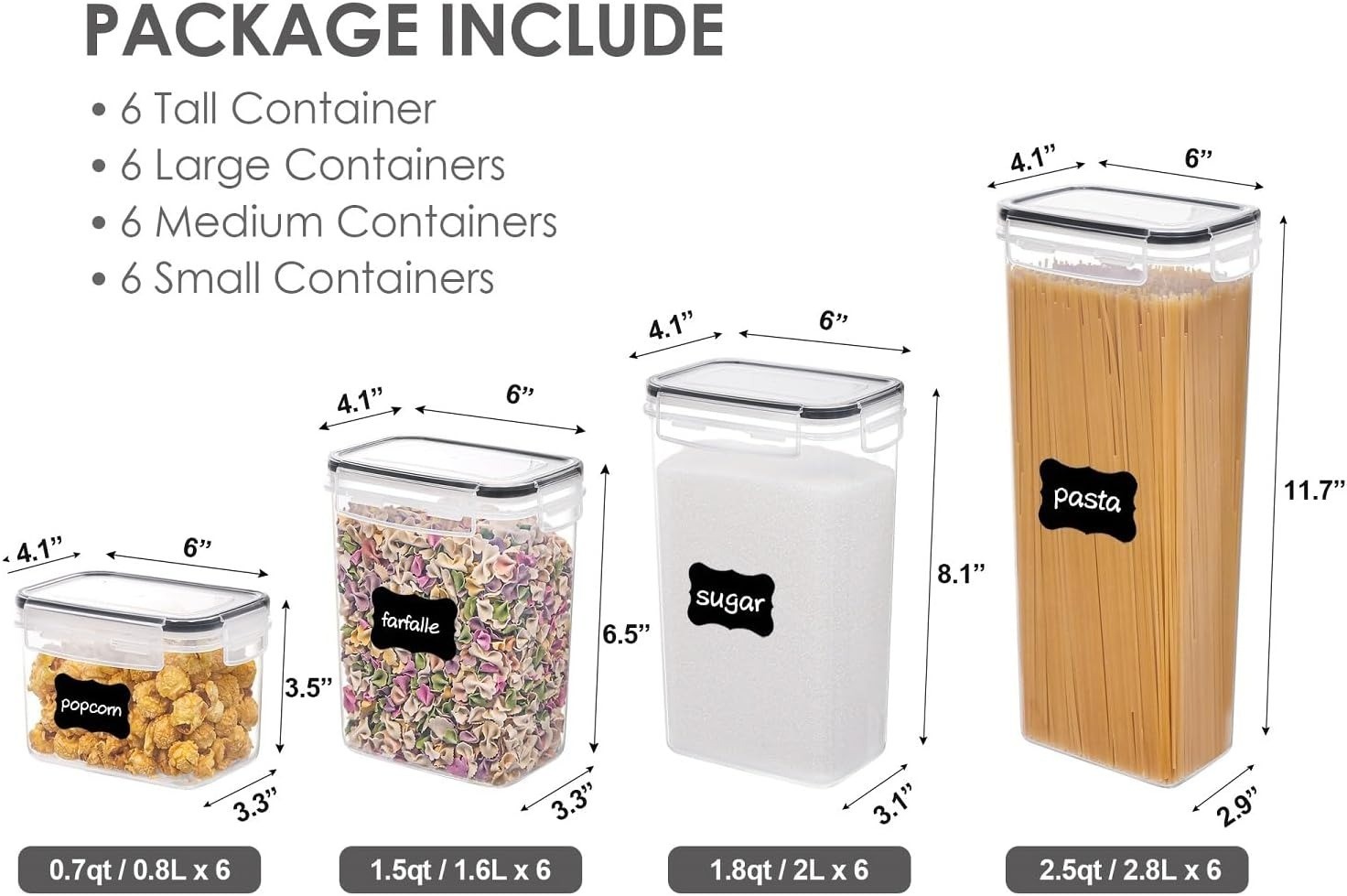 Airtight Food Storage Containers with Lids, Vtopmart 24 pcs Plastic, Black gallery