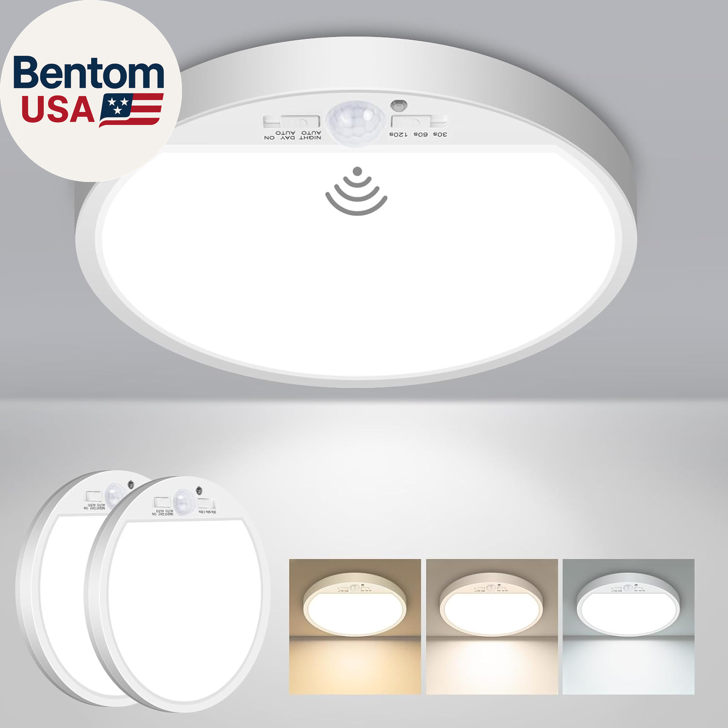 2Pack Motion Sensor Ceiling Light Wired, 3000K/4000K/6500K Motion Sensor Light I gallery