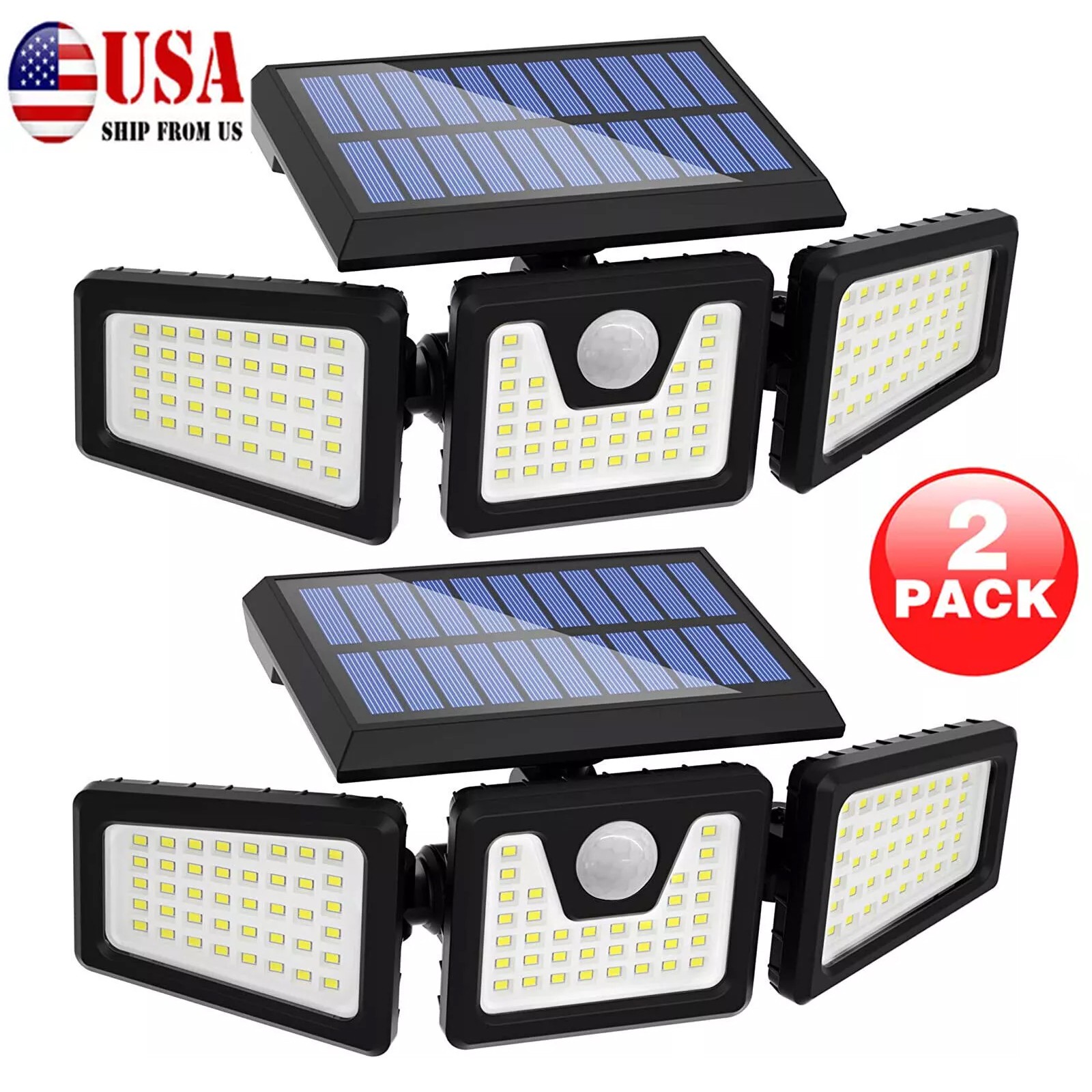 LED Motion Sensor Solar Lights 2 Pack Outdoor IP65 Waterproof Security Lamp gallery