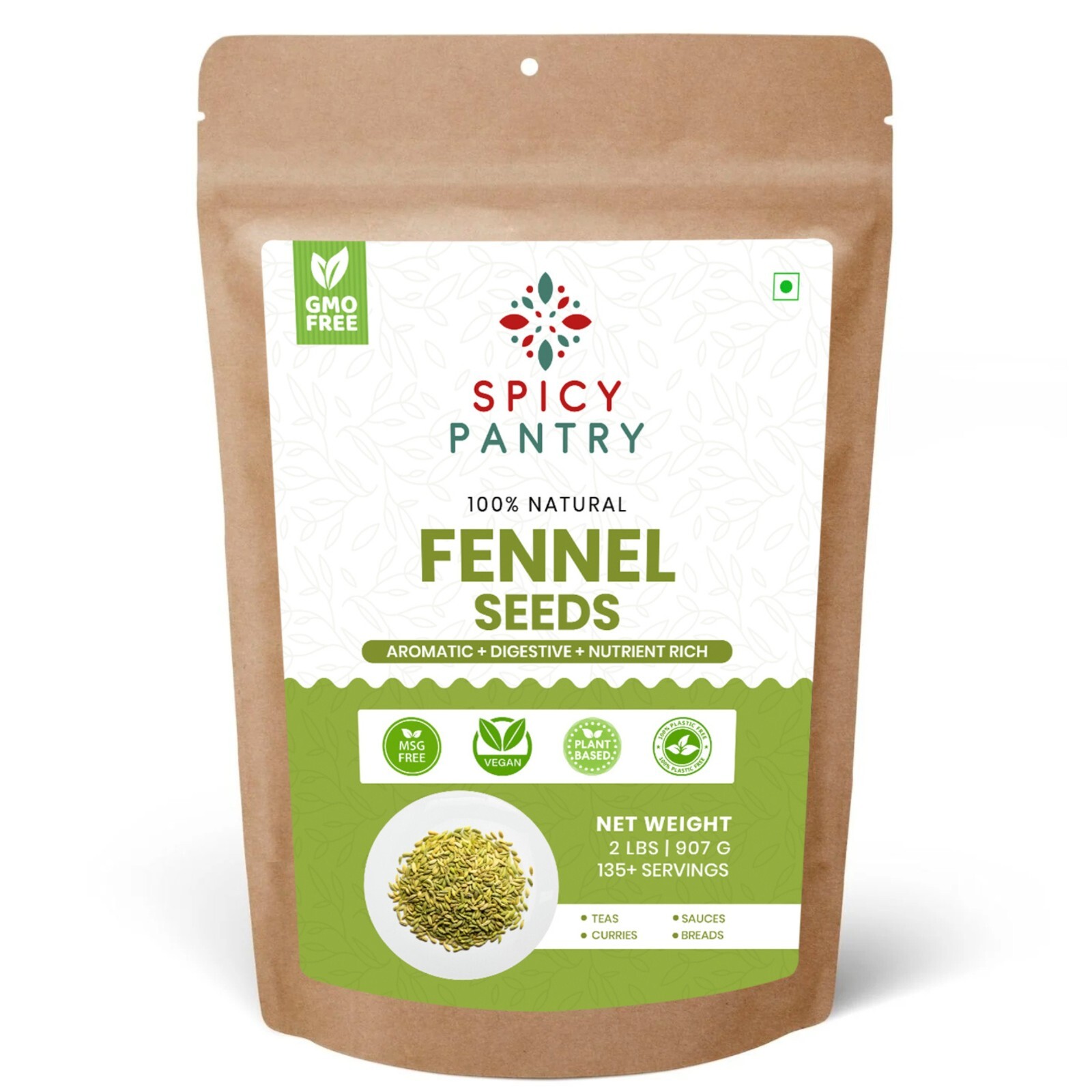Fennel Seeds (Saunf Sabut) - Sweet & Aromatic Spice for Tea & Cooking - 2 LBS gallery