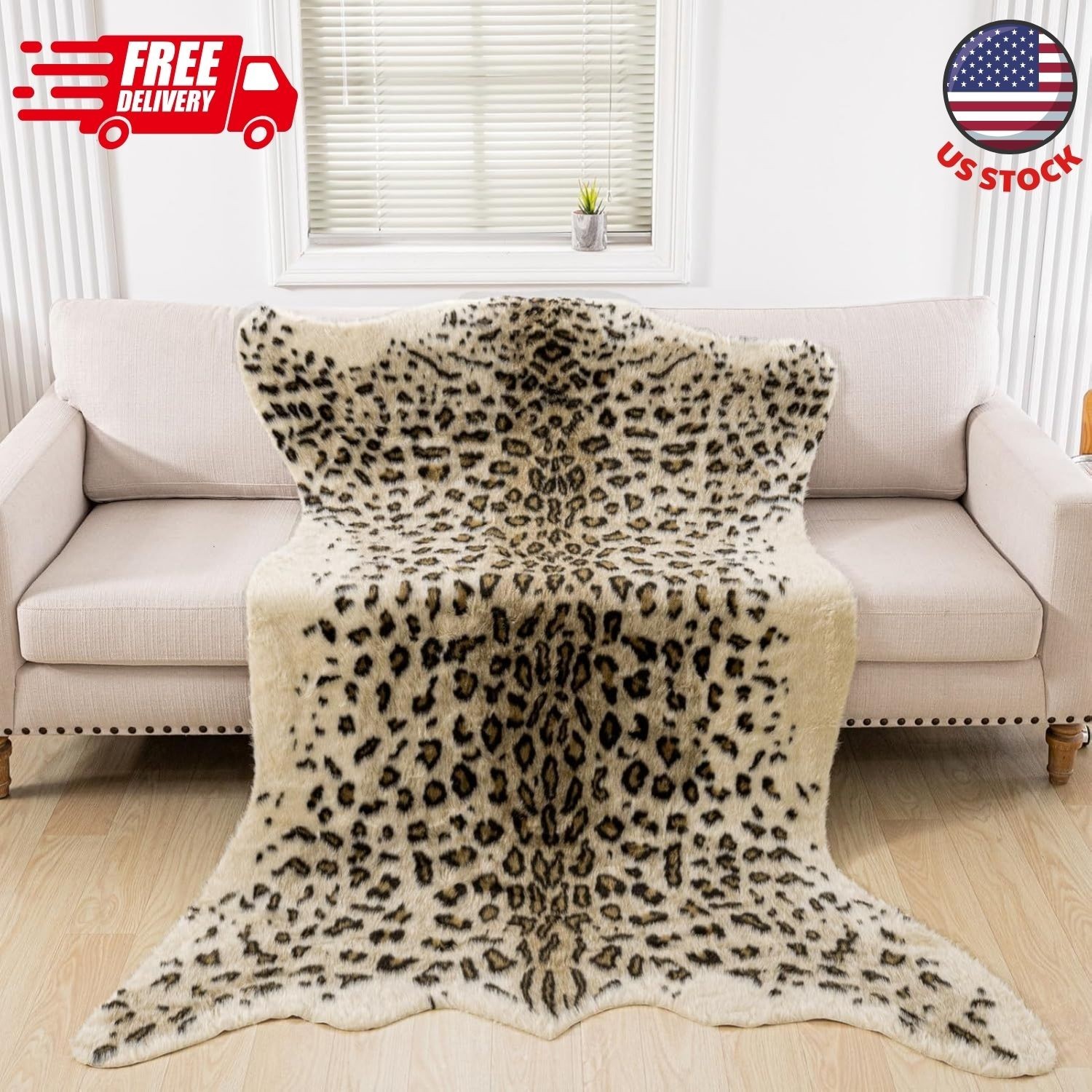 Faux Cheetah Area Rug Animals Printed Hide Mats Leopard Rug 5.2Ft X 6.5Ft gallery