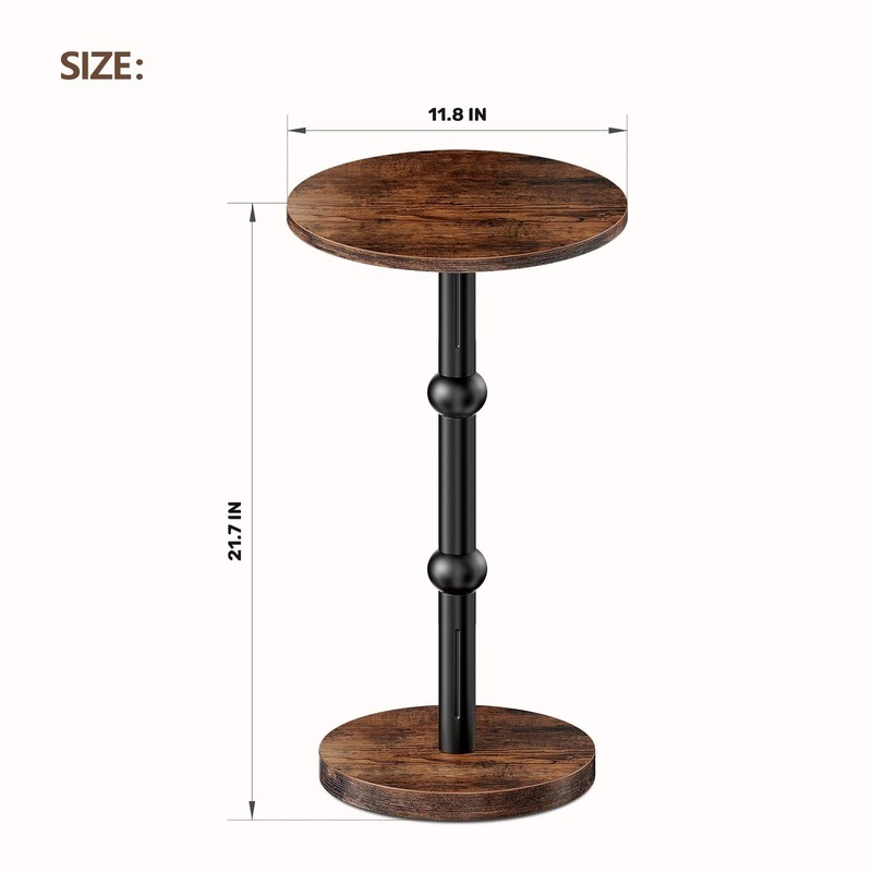 Drink Table, Small Round Side Table for Small Spaces,Round End Tables Metal leg gallery