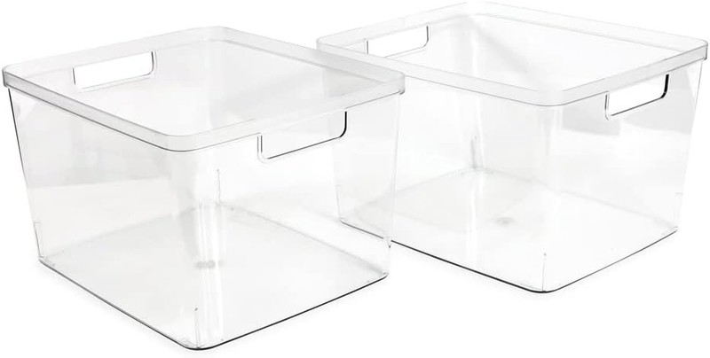 2-Pack Extra-Large Clear Storage Bins 11.5” L x 14” W x 9” H w/Cutout Handles gallery