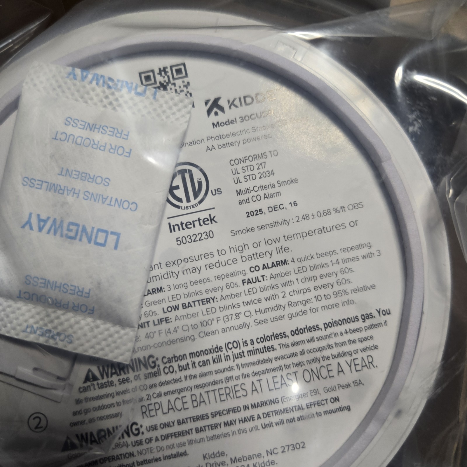 Kidde 30CUDR Smoke & CO Detector 3‑Pack AA Battery LED Status 85dB, Dec 2025 gallery