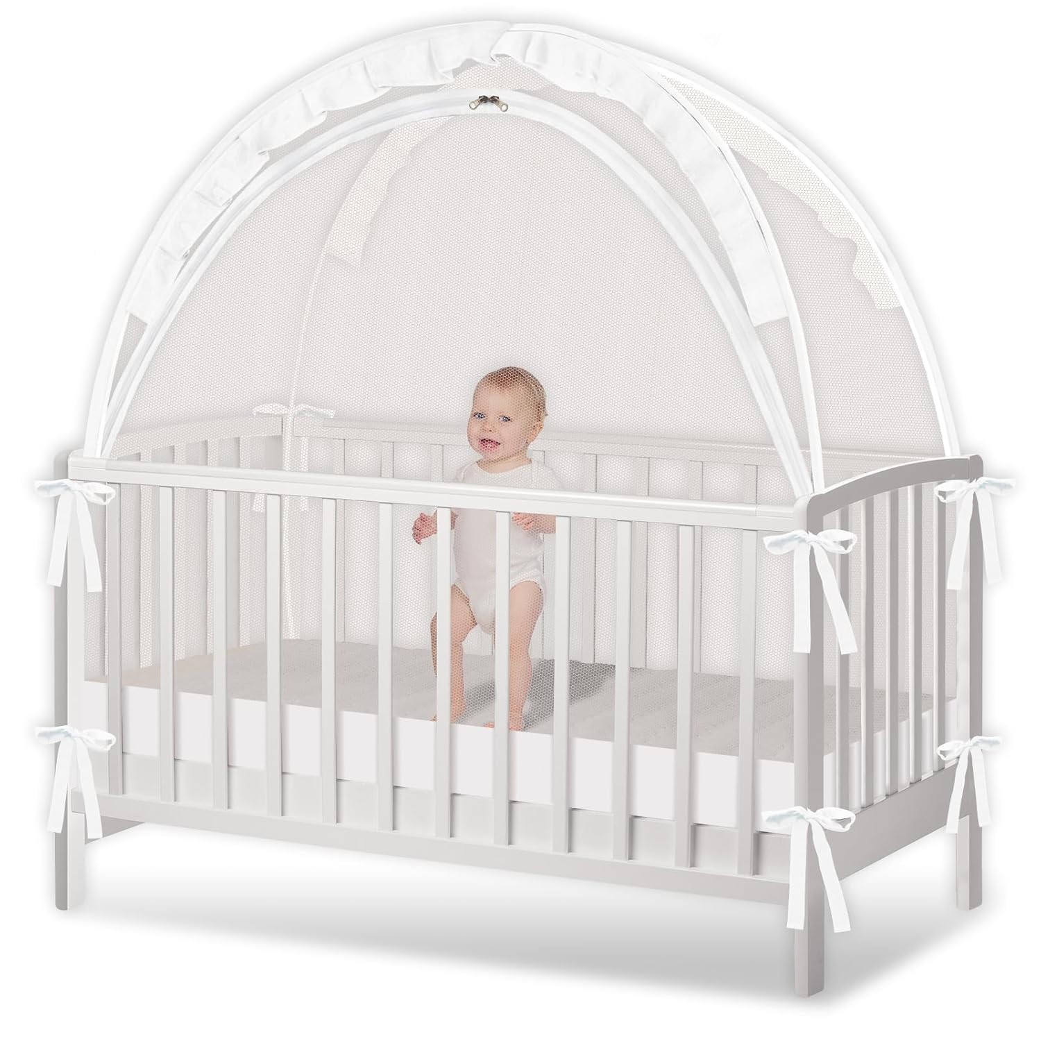 White Crib Tent / Mosquito/Insect Protection~Keeps Baby From Getting Out Alone gallery