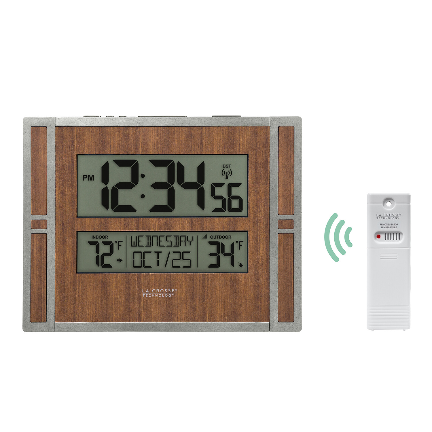BBB86088 La Crosse Technology Atomic Digital Wall Clock IN/OUT Temp TX141-BV2 gallery