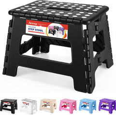 Folding Step Stool 9 Inch, Sturdy Collapsible Kitchen Step Stool Foldable for Ki