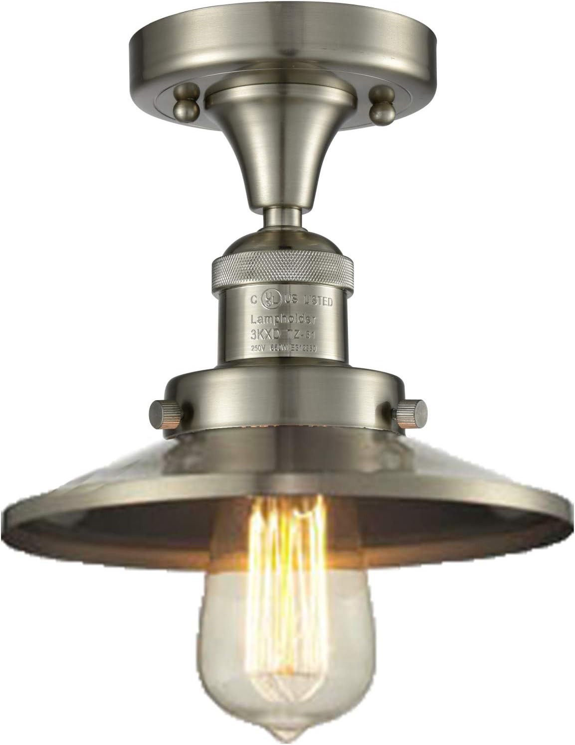 Brushed Satin Nickel 1-Light Semi-Flush Mount Ceiling Light Fixture gallery