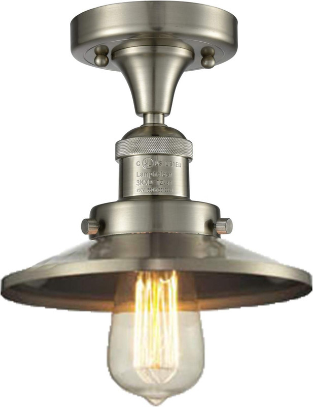 Brushed Satin Nickel 1-Light Semi-Flush Mount Ceiling Light Fixture gallery