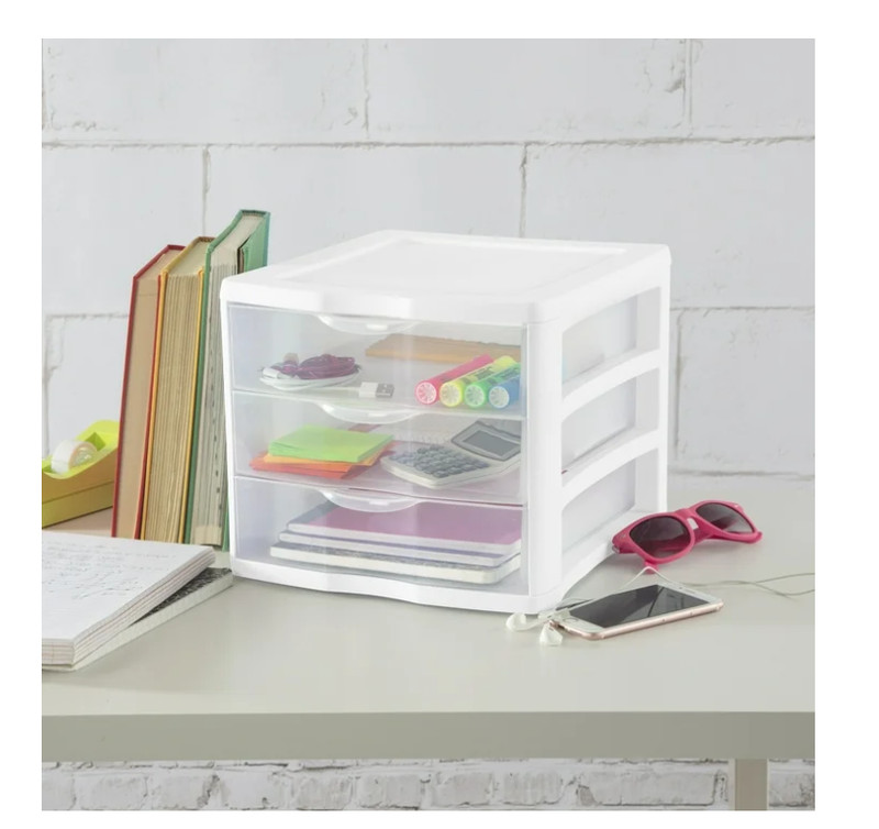 3 Drawer Unit, Clear Plastic Countertop or Desktop Storage Drawers gallery