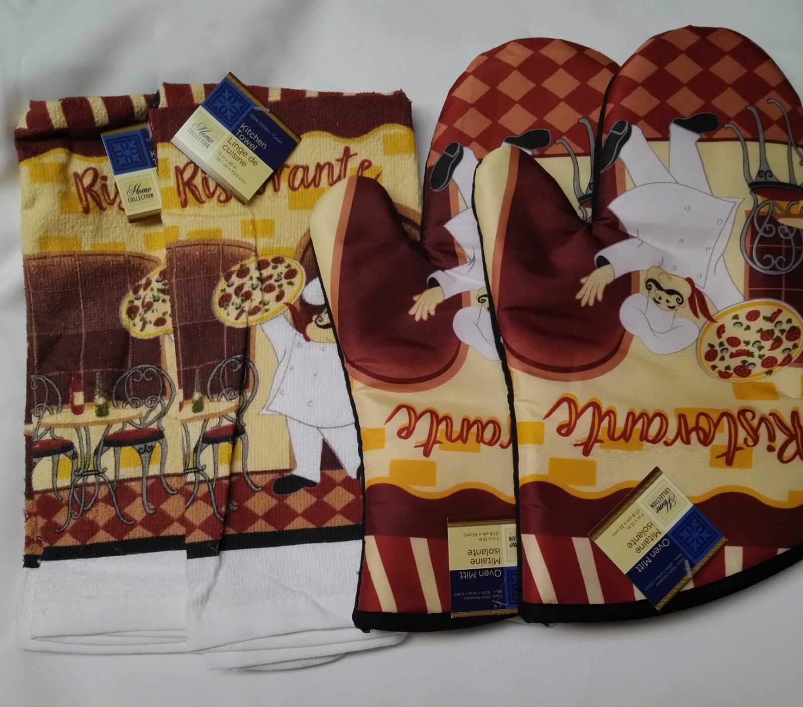 Home Collection Cotton Kitchen Towel and Oven Mitt Set (4pk) gallery