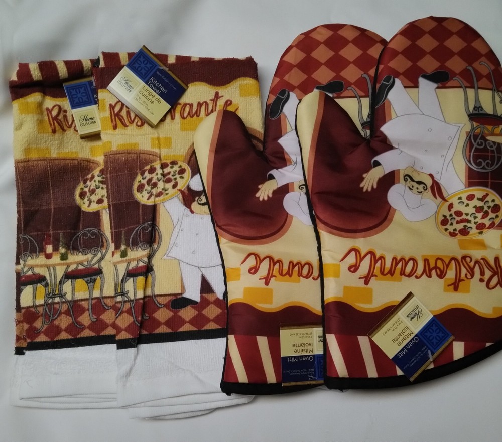 Home Collection Cotton Kitchen Towel and Oven Mitt Set (4pk)
