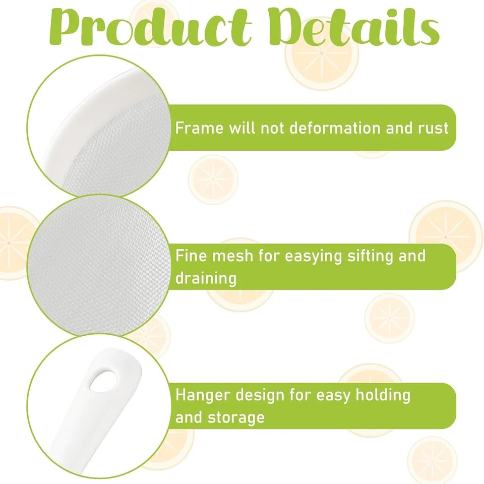 3 Pcs Plastic Mesh Strainer Set Colander with Handle - 3 Sizes Double Ear Food M gallery