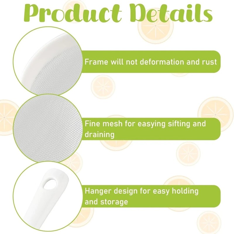 3 Pcs Plastic Mesh Strainer Set Colander with Handle - 3 Sizes Double Ear Food M gallery