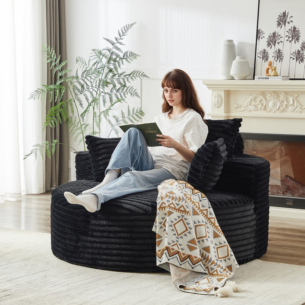 Oversized Round Modular Chaise Lounge Sofa Couch w/Pillows Deep Seat Apartment