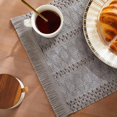 Boho Woven Placemats Set Handcrafted Cotton Blend Fabric Rustic Table Décor New