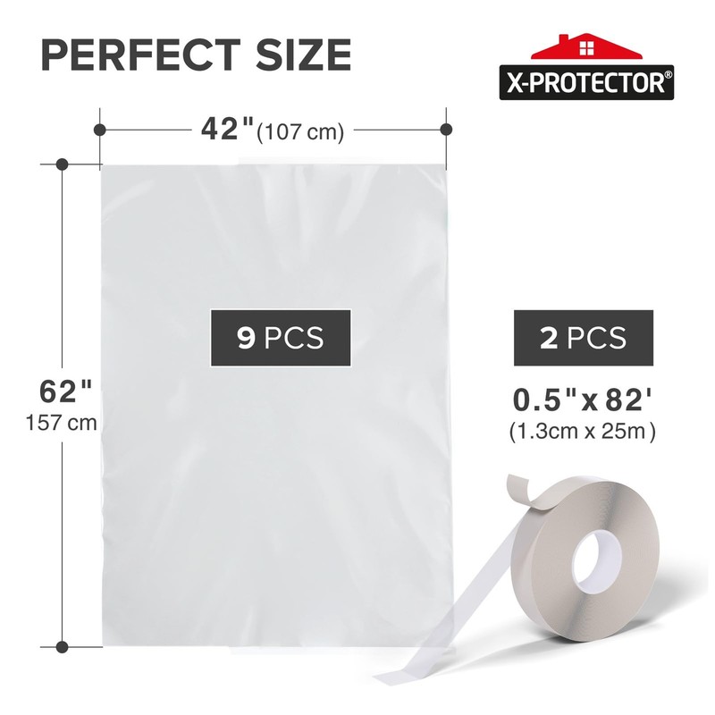 X-Protector Window Insulation for Winter - 42in x 62in (9 Pack), Transparent gallery