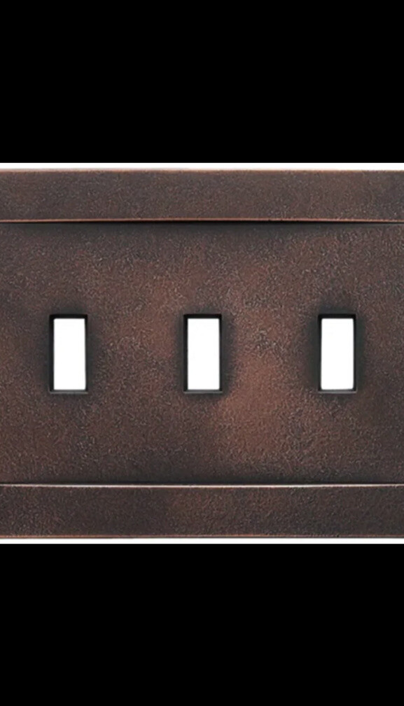 2 Oil Rubbed Bronze Triple Toggle Light Switch Wallplate NO VISIBLE SCREWS USA gallery