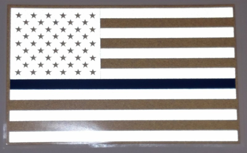 REFLECTIVE Subdued AMERICAN FLAG THIN BLUE LINE DECAL fire Multiple Size Law gallery