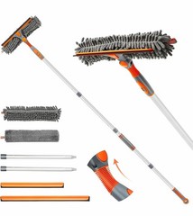 Eazer Extendable Click & Lock Window Squeegee, Washable Microfiber, 89 in