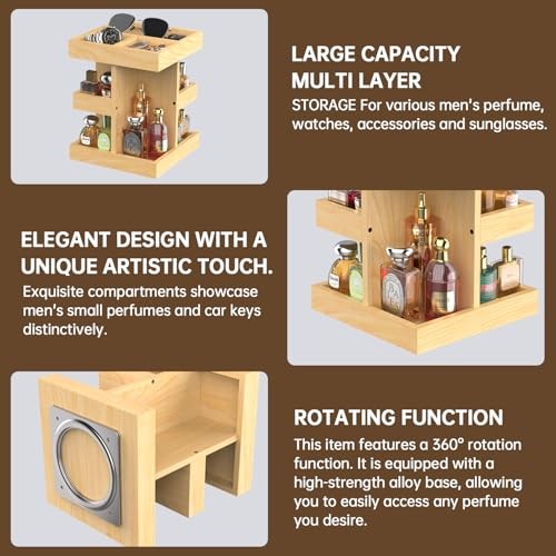 Cologne Organizer for Men Rotating Bathroom Counter Organizer, 3 Burlywood a gallery