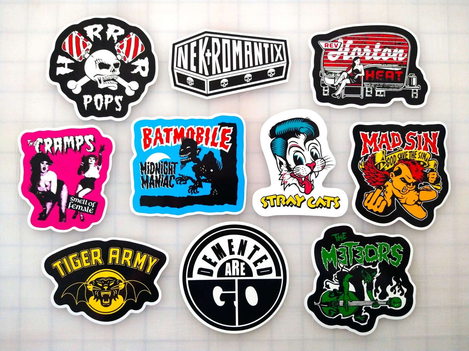 Rockabilly / Psychobilly Vinyl Sticker Lot (10 Pack) SET 1 punk goth cowpunk gallery