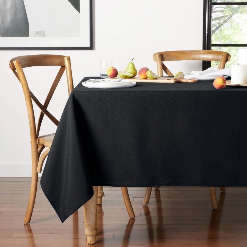 Mainstays Yale Fabric Tablecloth, Black, 60"W x 84"L Rectangle gallery
