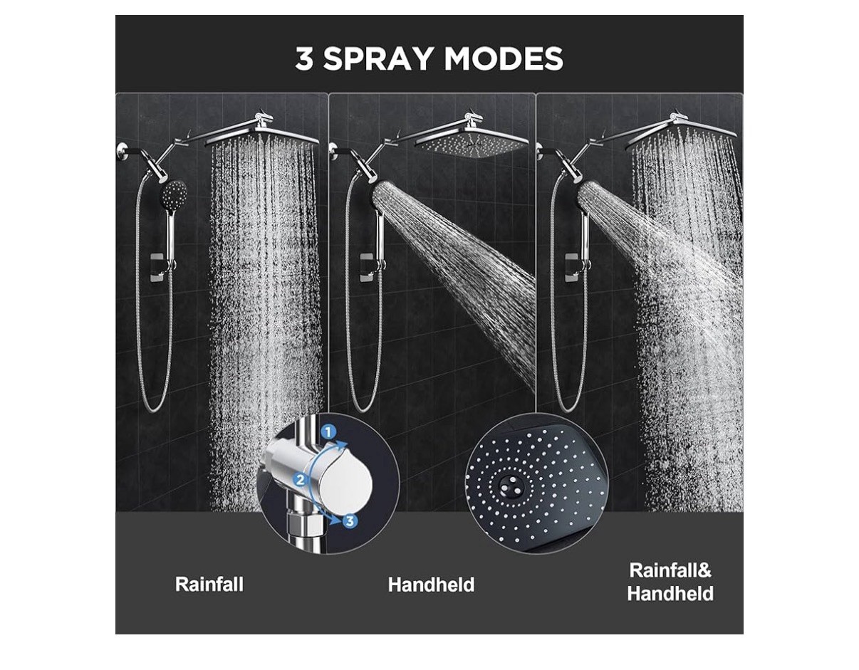 11.8" Rain Shower Head with Handheld, High Pressure Handheld Shower with Mult... gallery