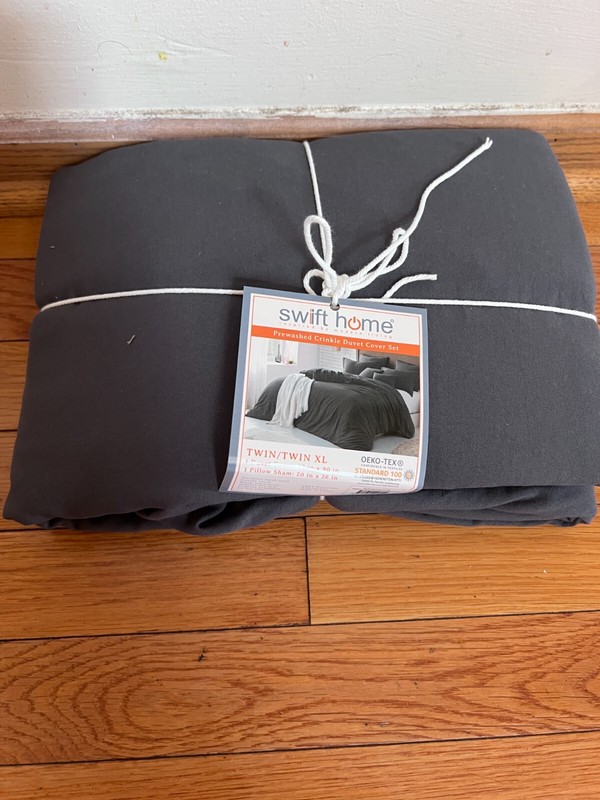 Swift Home Microfiber Washed Crinkle Duvet Cover & Sham Driftwood Twin/Twin-XL gallery