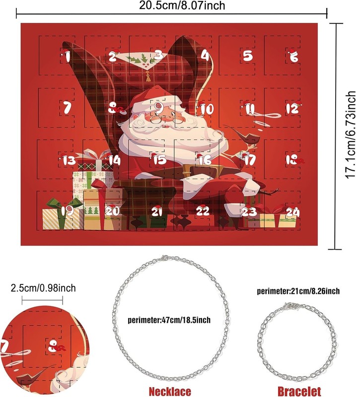 Christmas Countdown Advent Calendar for Kids with Bracelet and Necklace Included gallery
