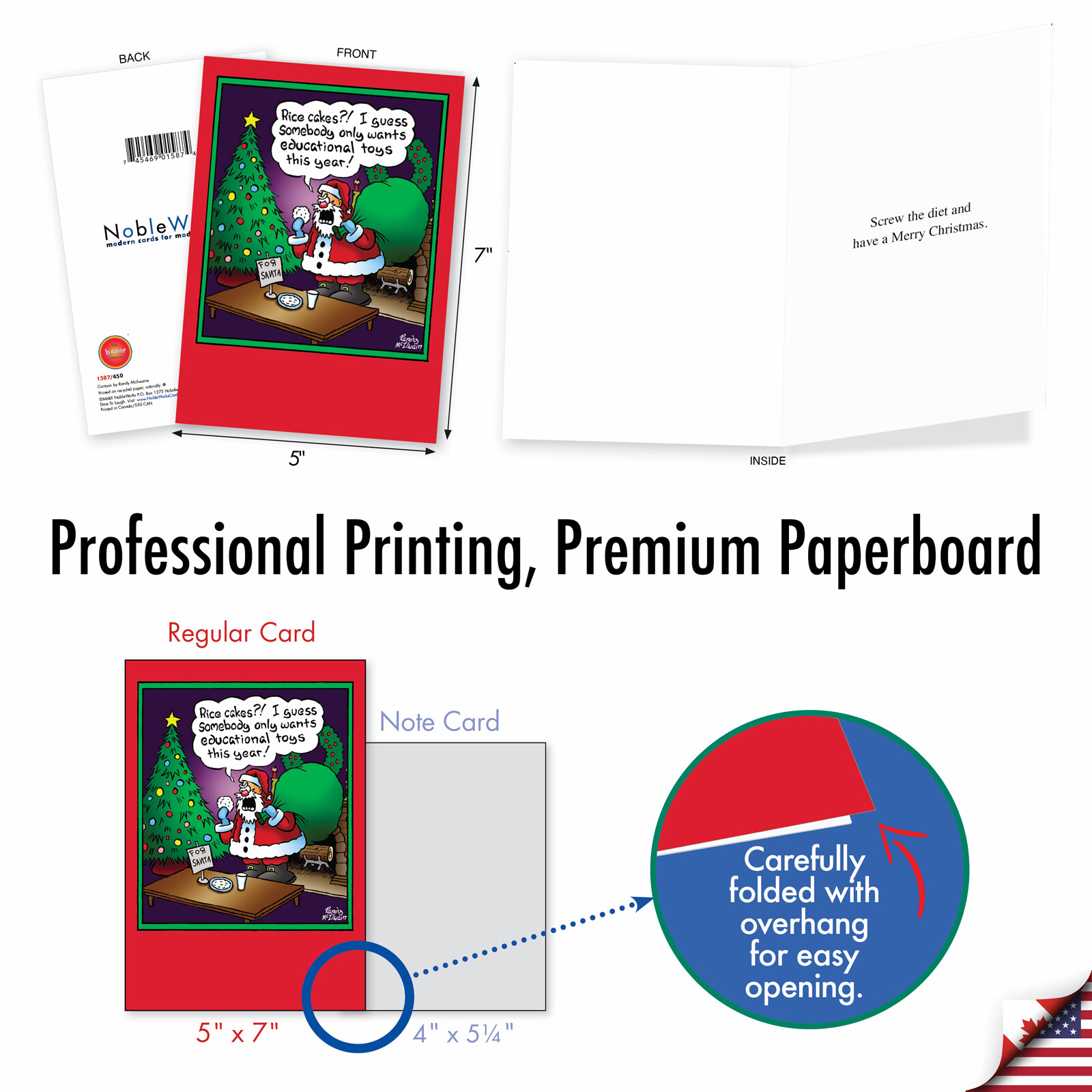 20 Asst'd Funny Christmas Cards with Env.(10 Designs) Santa's Coming To Town gallery